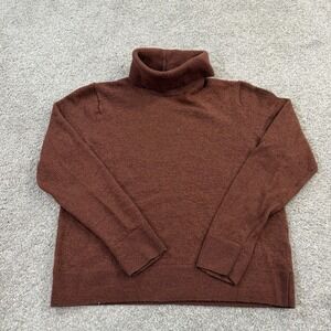 Artefact Sweater L Solid Brown Merino Wool Turtleneck Knit Pullover Womens